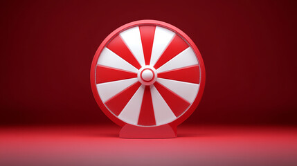 Fortune wheel 3d vector design of gambling game, online casino landing page template. Realistic lottery roulette or spinning prize wheel with red and white winning sections, jackpot and lose