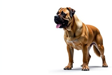 Fototapeta premium Majestic mastiff, powerful stance, white background, pet, mastiff