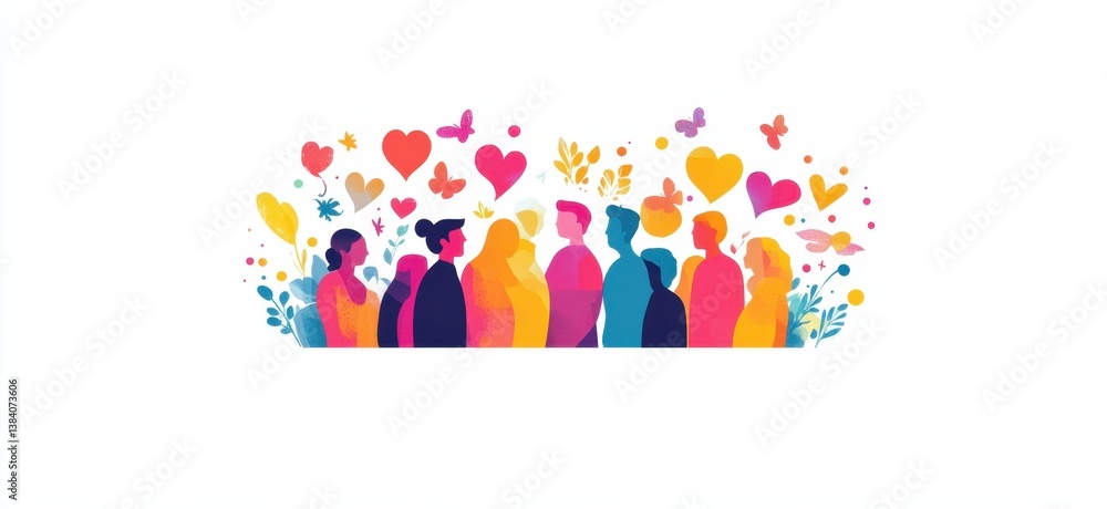 Poster a diverse group of people standing together, representing the concept of diversity and unity generat