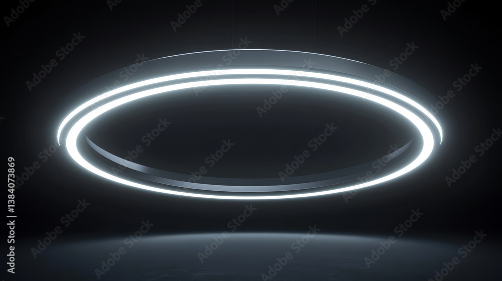 Poster futuristic circle light cyberpunk style for product presentation.3d rendering