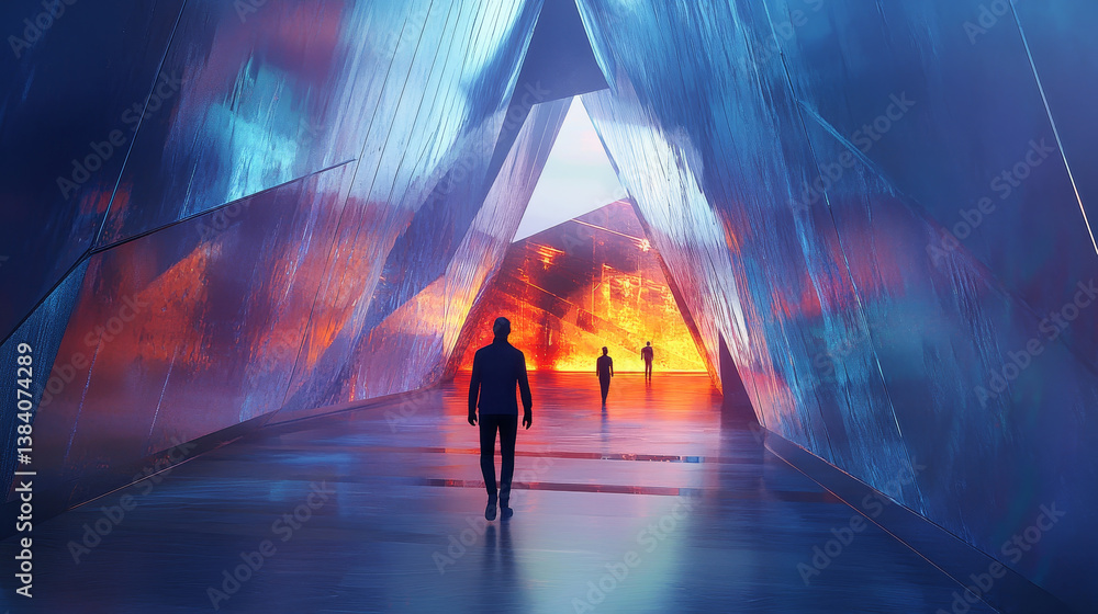 Aufkleber sci fi corridor concept design and modern future background.3d rendering