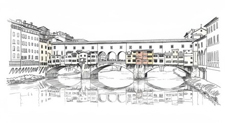 Fototapeta premium Ponte Vecchio Florence Line Art