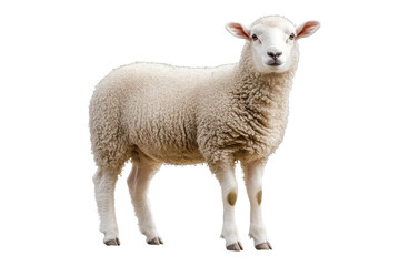 Adorable Sheep Standing on Green Pasture with Soft Fluffy Wool