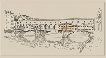 Ponte Vecchio Line Art in Florence