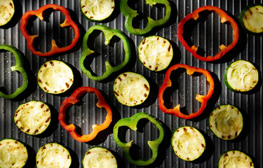 grilled vegetables on electric grill background