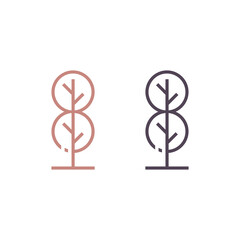 Simple set tree line logo ecology nature vector image