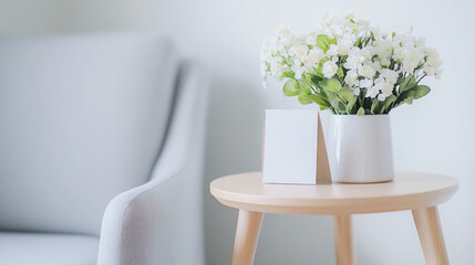 Cozy comfort: side table with fresh flowers and get well card for healing spaces