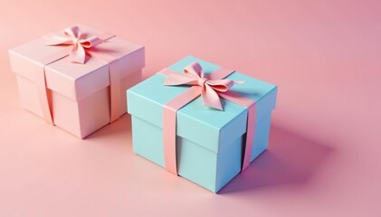 Obraz premium Pastel colored square gift boxes, simple geometric design, simple, seamless, design