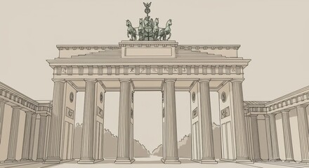 Fototapeta premium Brandenburg Gate Line Drawing