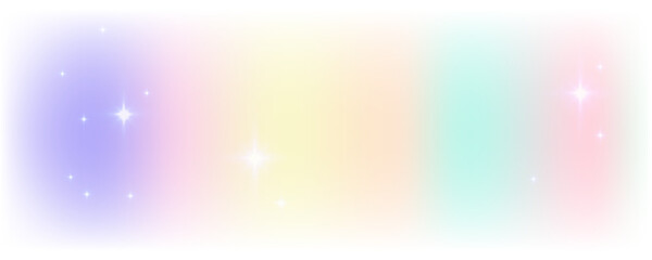 Rainbow pastel gradient background, unicorn pattern with glitters on pink sky