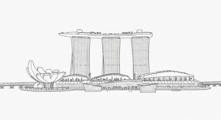 Line Drawing of the Marina Bay Sands, Singapore