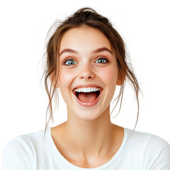 A Woman Smiling Joyfully Isolated on Transparent Background