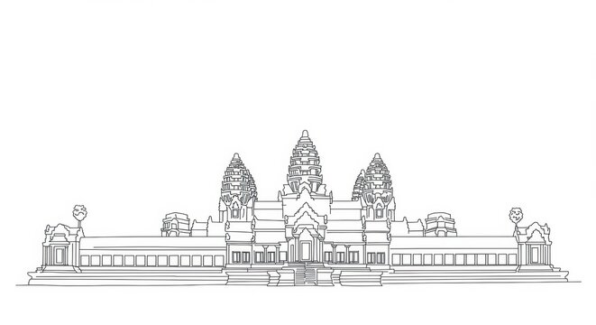 Minimalist Outline of Angkor Wat