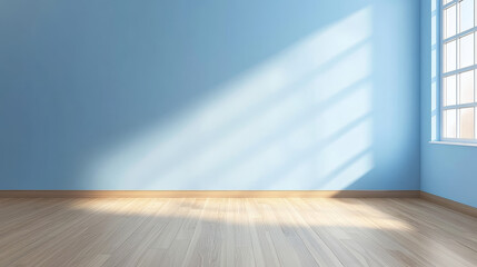 Mock up wall in the children's room in light light blue color wall background.3d rendering