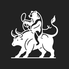Obraz premium Bear Riding A Bull, Bear Bull Vector, Bear Vector, Bull Vector, Stock Market Bull, Stock Market Bear, Bear Logo, Bear Lasso Vector, Vector Illustration Background