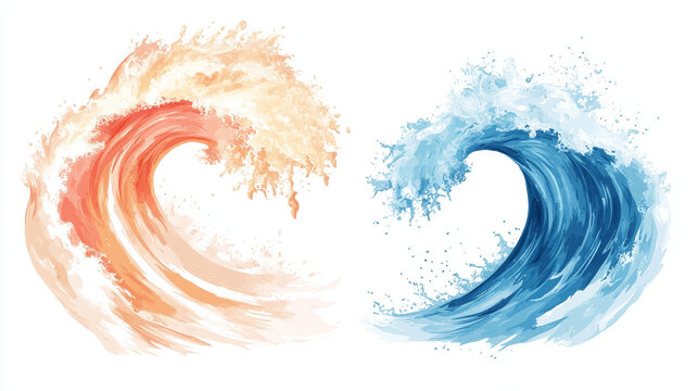 Two colorful waves for serfing sports or another design. Jpeg (bitmap) version also available in gallery
