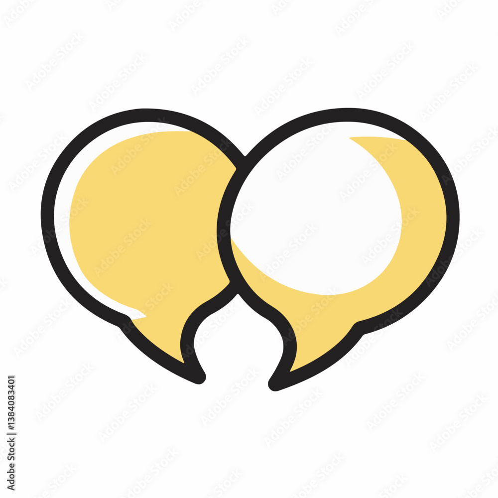 Aufkleber overlapping speech bubbles convey discussion message design white backdrop