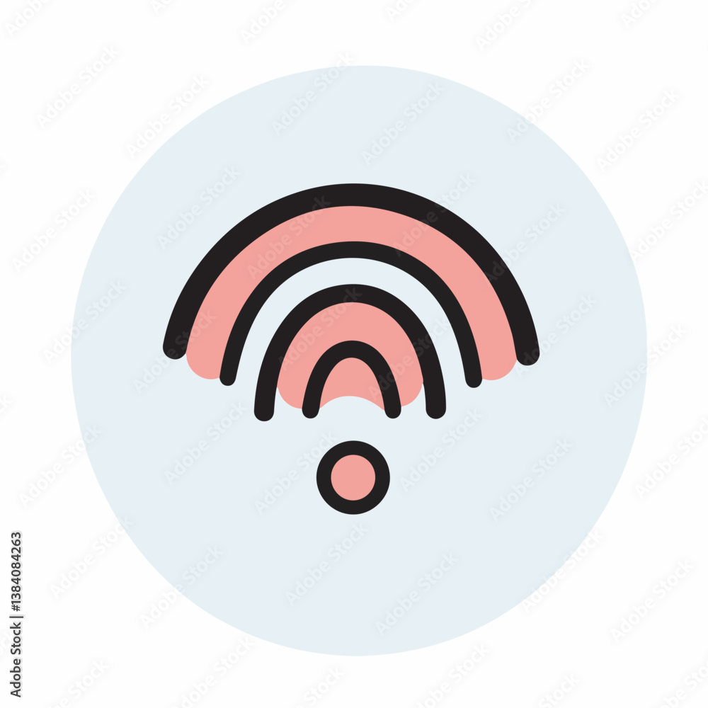 Poster wifi waves communicate digitally within minimal circle emblem design