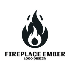 Fireplace Ember Vector Logo Design