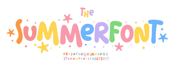 Cute Pastel Kids Font with Soft Rounded Letters in Dreamy Style. Cozy Soft Typography for Baby Bedding, Pillows, Mattresses, Nursery Decor, and Sleep-Themed Branding. Vector Alphabet
