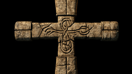 Vintage stone cross with heraldic elements for design, such logo. Jpeg version also available in gallery