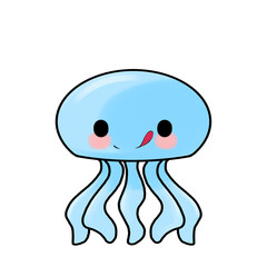 blue bird cartoon Jellyfish cute 