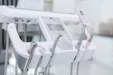 Dental equipment in a modern clinic ready for patient examination