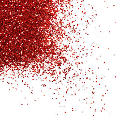Red Glitter Particles Sparkling Vividly Isolated on Transparent Background