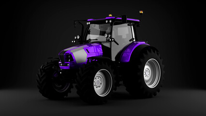 Violet Tractor on grey background