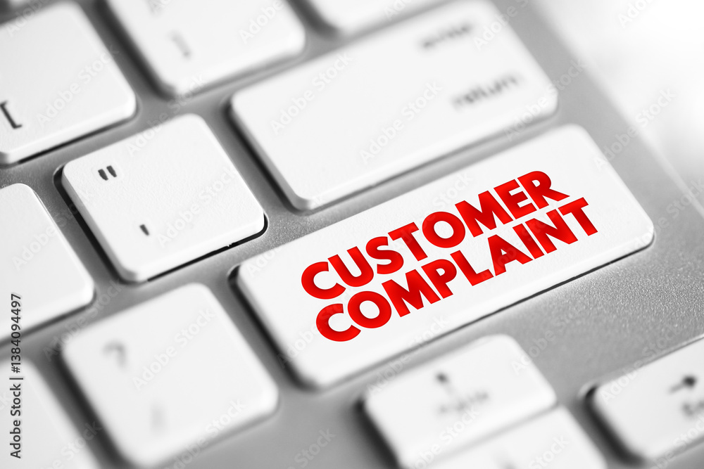 Poster consumer complaint - expression of dissatisfaction on a consumer's behalf to a responsible party, te