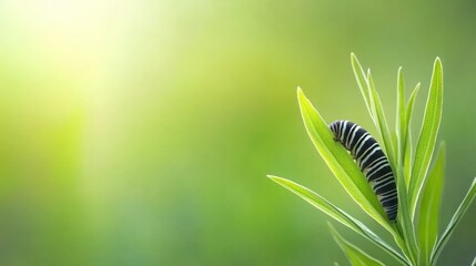 Caterpillar on a leaf in sunlight