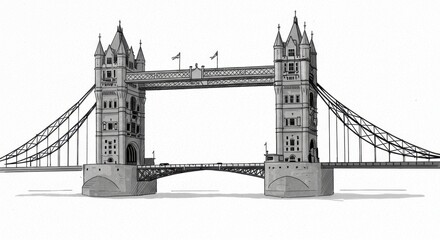 Minimalist Sketch of Tower Bridge