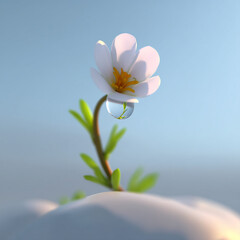 Obraz premium spring flower sitting in a water droplet