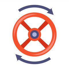 Obraz premium Tighten red valve. Gas equipment. Flat vector illustration.