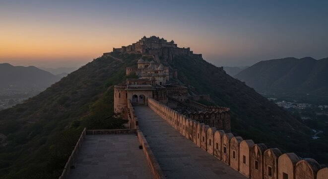 Minimalist Rendering of Nahargarh Fort, Jaipur