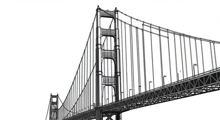 Fototapeta premium Monochrome Golden Gate Bridge Outline Drawing