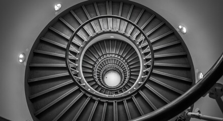Monochrome Spiral Staircase Outline from Above