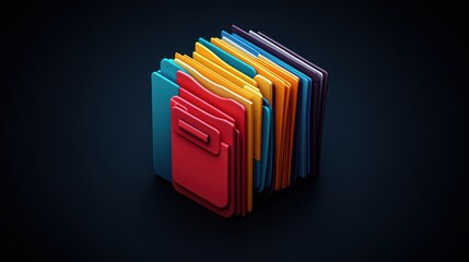 Stacked Colorful Folders on Dark Background Organized Digital Storage Solution for Business an