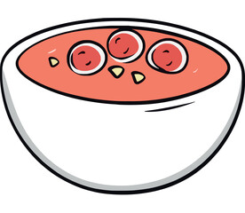 Obraz premium Bowl of Red Delicious Soup with Fresh Ingredients
