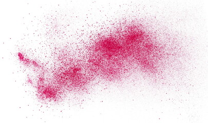 Dried beet root powder flying, isolated on white background, clipping path