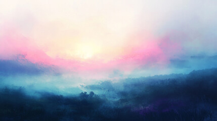 Fototapeta premium Misty Sunrise Over Hills