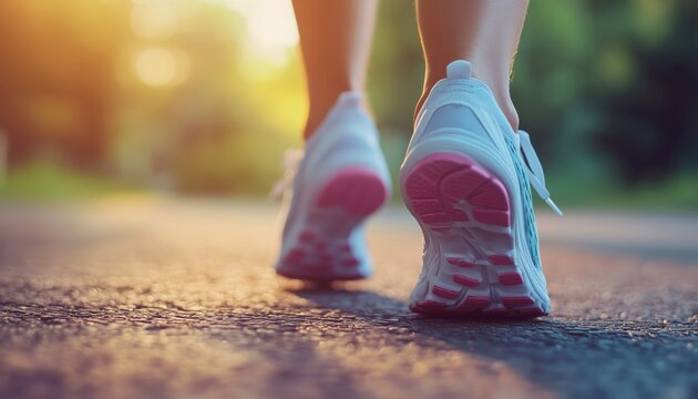 Detailed Focus On Two Runners' Feet While In Motion - A Close-Up View Of Athletic Footwear In Action. Perfect For Sports Enthusiasts.