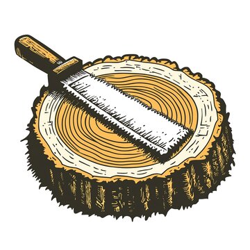 saw cutting wood stump clip art preview