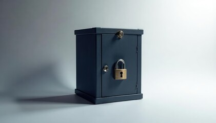 Padlocked box, private data on white backdrop , private data, key
