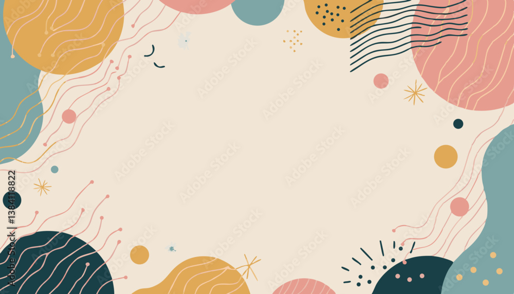 Poster Abstract colorful background with wavy shapes and patterns  