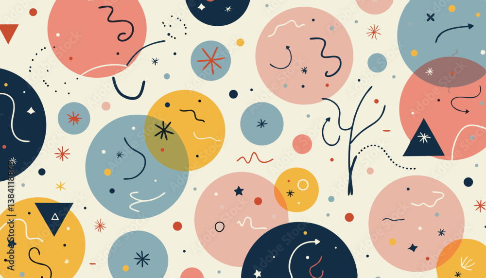 Poster Abstract geometric patterns with colorful circles and shapes  