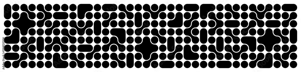 Leinwandbilder Connect Shape Abstract Pattern. Vector Metaball Geometric Background with Dots and Blob Shapes. Organic Tech Graphic