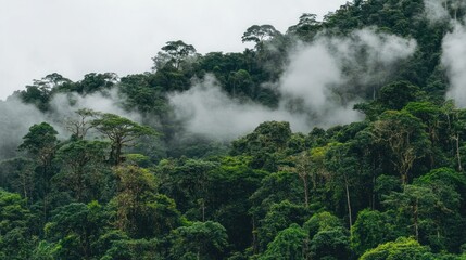 Lush, misty rainforest landscape