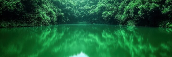 Serene Emerald Lake in Lush Forest
