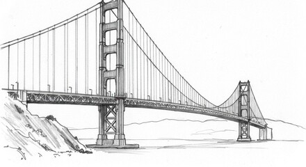 Golden Gate Bridge Suspension Cable Sketch